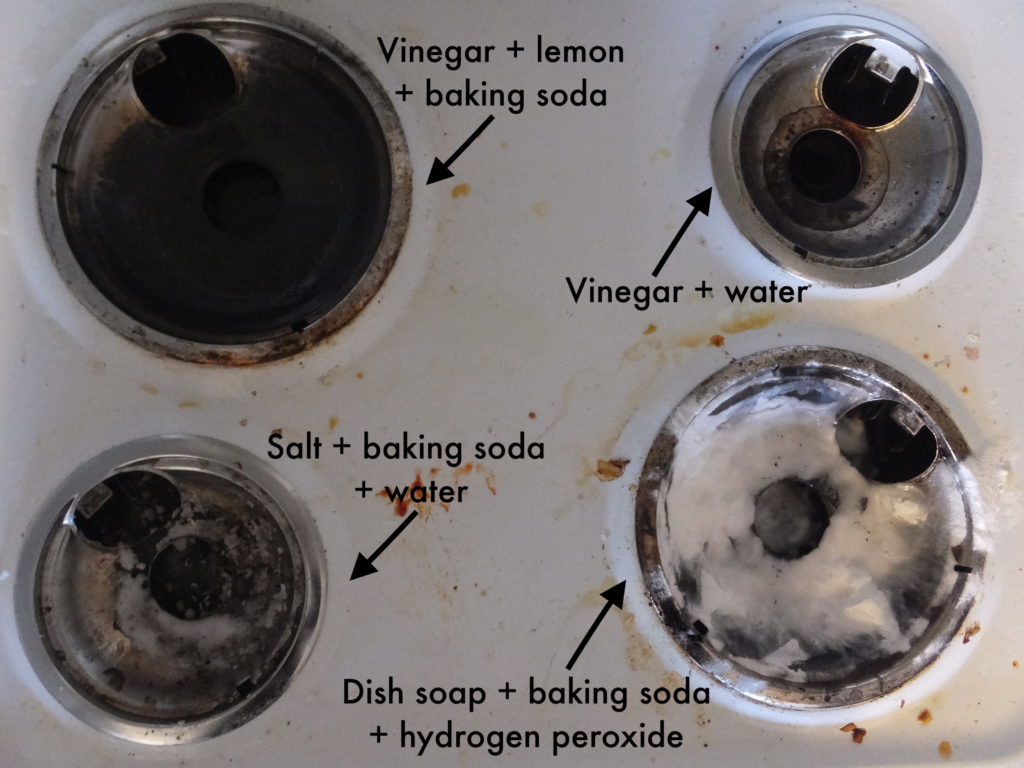 clean glass stove top with baking soda and vinegar